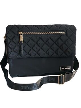 Steve Madden Jodie Crossbody Bag with Quilted Flap In Black